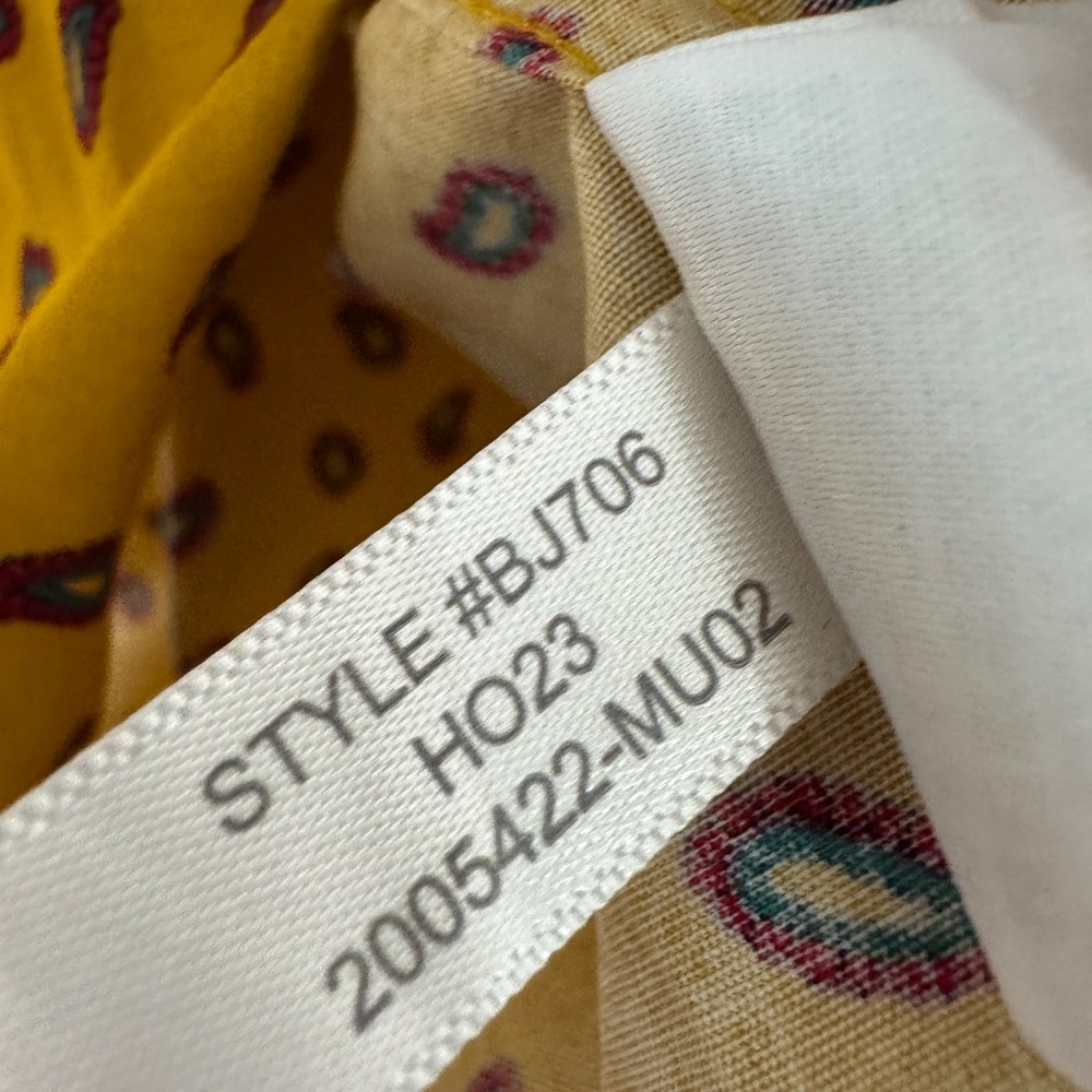 J Crew Slim‎ Secret Wash Cotton Collar Button Down Shirt Yellow Paisley Large - Picture 5 of 6